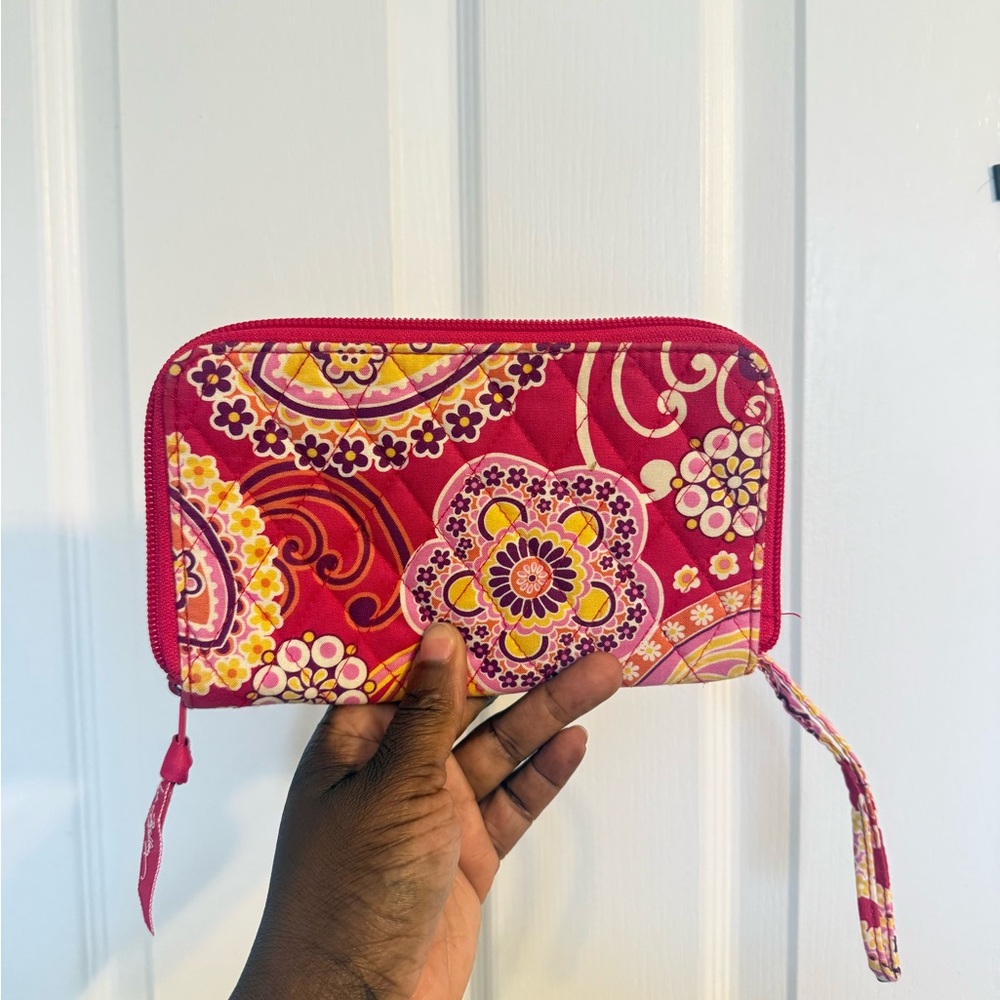 Vera Bradley Floral Zip-Around Wristlet Wallet - Pink, Yellow
